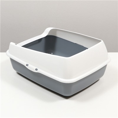 Лоток для кошек, 50.5×39×23 с, без сетки, пластик, серый