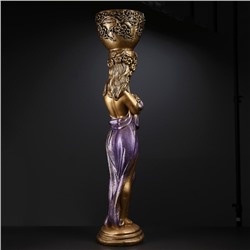 Фигура с кашпо «Девушка с цветами», 23×25×104 см, гипс, цвет бронзовый, фиолетовый
