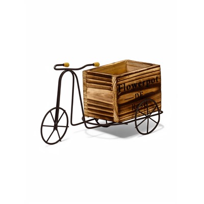 Декоративное кашпо для цветов «Велосипед», 23×8×12 см, дерево, металл, Greengo