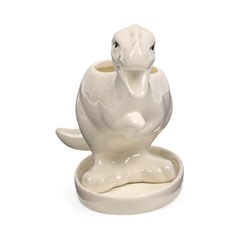 Декоративный горшок для цветов «Тирекс», керамический, 110 мл, 14×6.5×11 см, с поддоном, белый