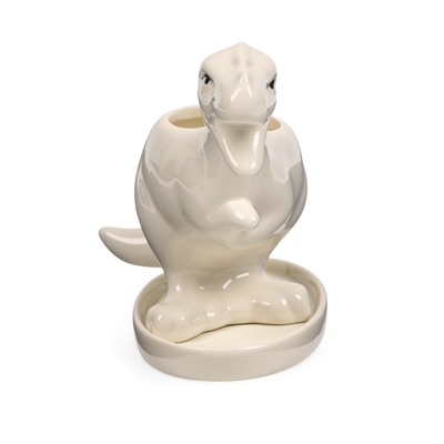 Декоративный горшок для цветов «Тирекс», керамический, 110 мл, 14×6.5×11 см, с поддоном, белый