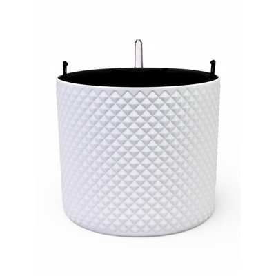 Кашпо для цветов «Фасет», 6.2 л, d=22 см, h=20 см, пластиковое, с автополивом, со вставкой, белое
