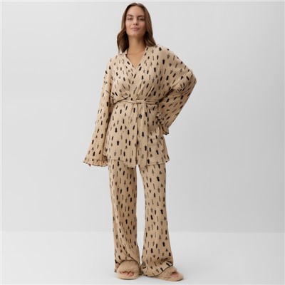 Пижама новогодняя женская (рубашка, брюки) KAFTAN «Елки», размер 52-54