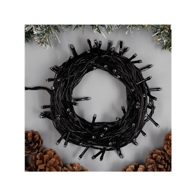 Гирлянда «Нить» 10 м, IP20, тёмная нить, 100 LED, 8 режимов, 220 В, свечение синее