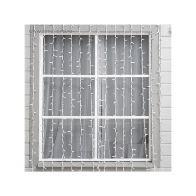 Гирлянда «Занавес» 2×3 м, IP65, УМС, белая нить каучук, 600 LED, свечение синее, 220 В