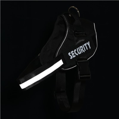 Шлейка К9, размер XXL, ОГ 95-110 см, вес 40-70 кг, мягкая, светоотражающая, чёрная