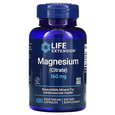 Life Extension, магний, 160 мг, 100 вегетарианских капсул