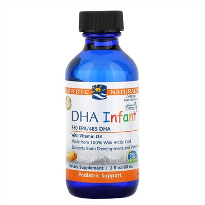 Nordic Naturals, Докозагексаеновая кислота (ДГК) с витамином D3 для младенцев, 60 мл (2 жидкие унции)