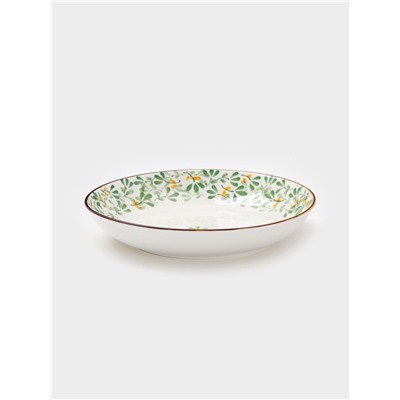 Тарелка «Гармония лепестков», d=20.5 см, фарфор, белая, зелёная