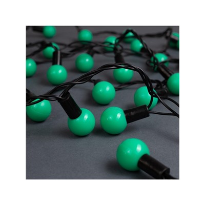 Гирлянда «Нить» 10 м с насадками «Шарики 2.5 см», IP44, тёмная нить, 100 LED, свечение зелёное, 8 режимов, 220 В