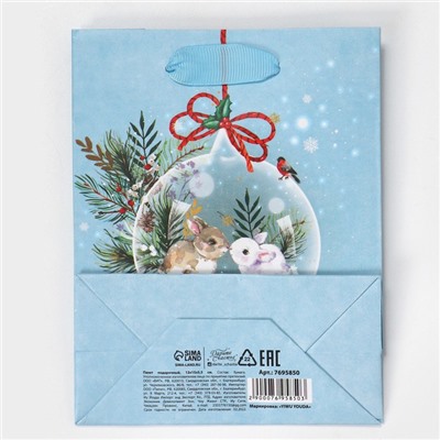 Пакет подарочный новогодний ламинированный «Нежность», 12×15×5.5 см