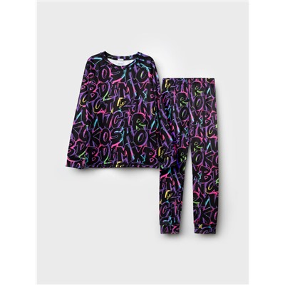 Термокомплект трикот. для девочек: фуфайка (футболка) с длин. рук, брюки