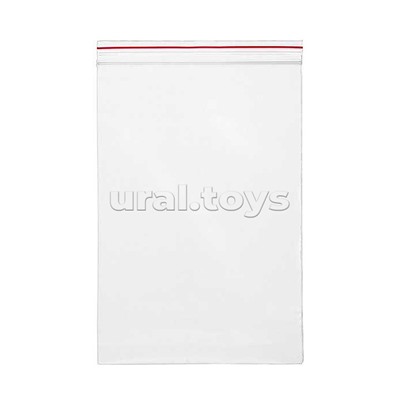 Пакет упаковочный с замком Zip Lock 100x120 мм, ПНД, 35 мкм, прозрачный, с красной полосой на zip-застежке, 100 шт в упаковке