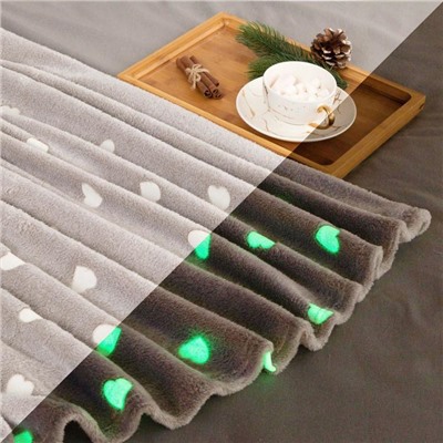 Плед светящийся в темноте «Этель. Love», 180×200 см, корал-флис