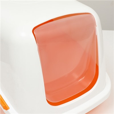 Pet-it домик-туалет для кошек COMFORT, (совок в наборе), 57×39×41, оранжевый/белый