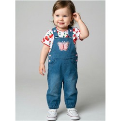 Полукомбинезон детский текстильный джинсовый для девочек