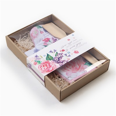 Кухонный набор «Улыбнись», варежка-прихватка 20×28 см, лопатка деревянная