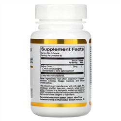 California Gold Nutrition, экстракт шафрана, с экстрактом Affron, 28 мг, 60 растительных капсул