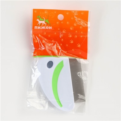 Расчёска малая с нескользящей ручкой, 8×6 см, бело-зелёная