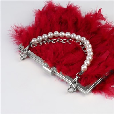 Цепочка для сумки, с жемчугом, d=13±1 мм, 2.3×16×11.5 мм, 29±1 см, цвет серебряный