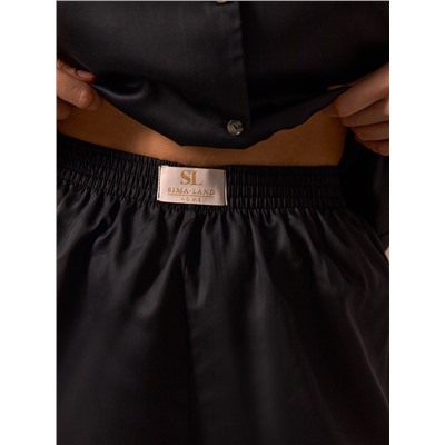 Пижама женская (рубашка, шорты) SL HOME Tensel Home, размер 52-54, чёрная