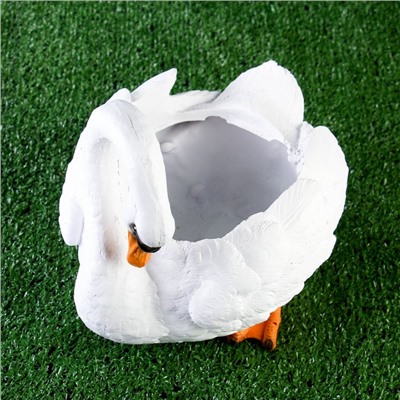 Декоративное кашпо для цветов «Лебедь», 25×15 см, полистоун