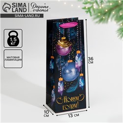 Пакет подарочный новогодний под бутылку «Новый год», 13×36×10 см