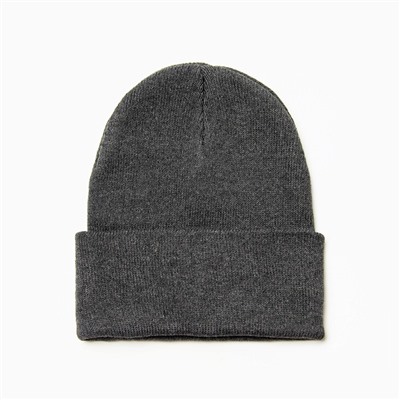 Шапка мужская двухслойная с отворотом, one size, цвет серый