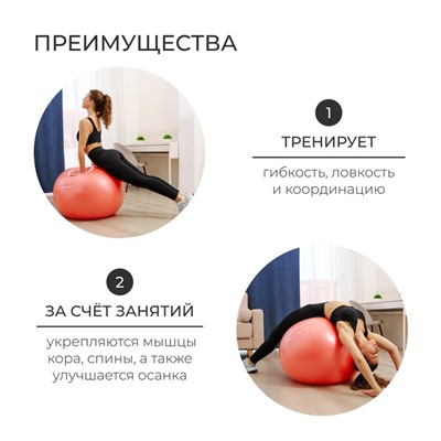 Фитбол ONLYTOP, d=85 см, 1400 г, антивзрыв, цвет оранжевый