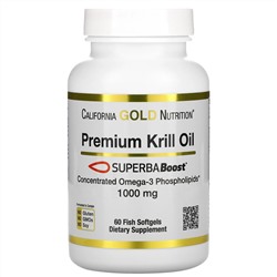 California Gold Nutrition, SUPERBABoost®, масло криля премиального качества, 1000 мг, 60 капсул