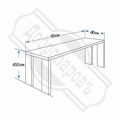 Лавка деревянная, 60×40×43.5 см, липа, «Добропаровъ»