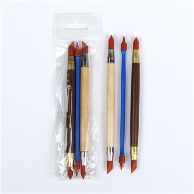 Набор кистей для рисования, 3 штуки, круглые, двусторонние, резиновые