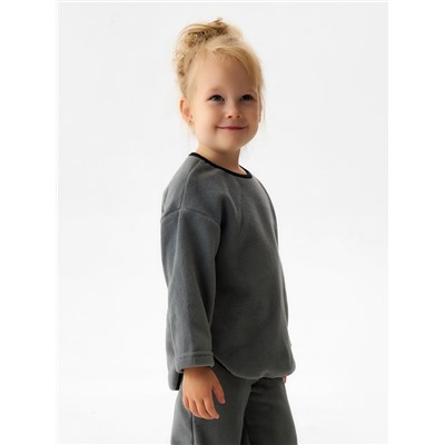Свитшот флисовый детский MINAKU: Fleece Soft, графит, рост 116 см