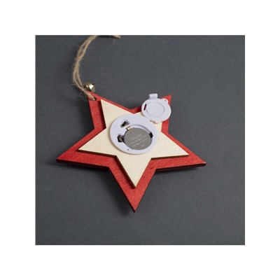 Ёлочная игрушка «Красная звезда с оленем», 10×10×2 см, 4 LED, от батареек, свечение тёплое белое