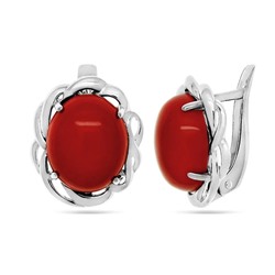 Серьги из серебра коралл, СПН4026