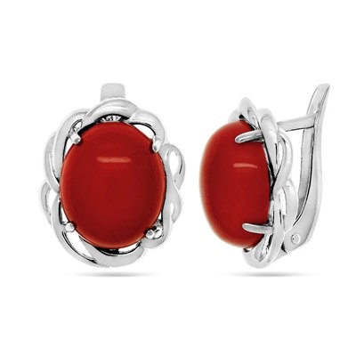 Серьги из серебра коралл, СПН4026