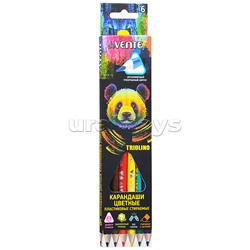 Карандаши цветные пластиковые "Triolino.Erase" стираемые, 6 цветов, 2М, диаметр грифеля 3мм