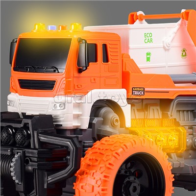 Машина "Эко-мусоровоз" 1:16 (свет, звук) в коробке (цвет оранжевый)