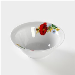 Салатник Добрушский завод «Маки красные», 550 мл, d=17 см, фарфор, белый