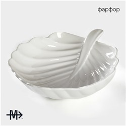 Салатник Magistro «Лист Бланш», 800 мл, 24.5×20.5 см, фарфор, цвет белый