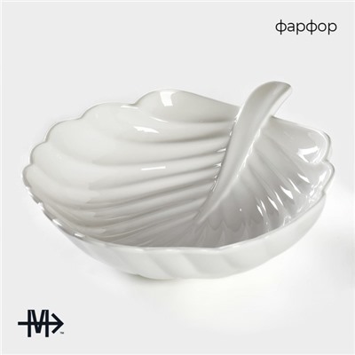 Салатник Magistro «Лист Бланш», 800 мл, 24.5×20.5 см, фарфор, цвет белый