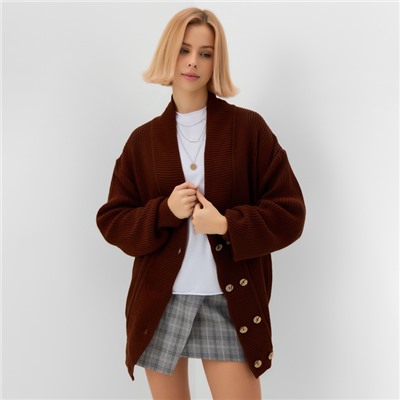 Кардиган на пуговицах женский MINAKU: Casual Collection, цвет шоколад, размер 42