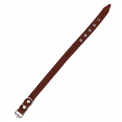 Ошейник кожаный на синтепоне, 56×2.5 см, ОШ 35-45 см, коричневый