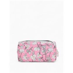 Косметичка на молнии женская, с рисунком, с рисунком, пастельно-розовая