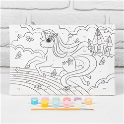 Картина по номерам для детей на подрамнике «Единорог на радуге», 20×30 см