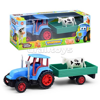Трактор с прицепом, фигурка, коробка 30*8*10,5 см