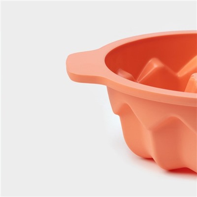 Форма для выпечки Доляна «Немецкий кекс», силикон, 16×13.3 см, с ручками, персиковая