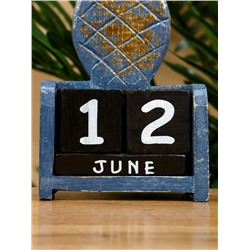 Календарь настольный «Ананас», 10.5×5.5×19.5 см, дерево, сине-зелёный