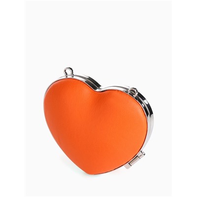 Сумка мини-клатч на магните, в форме сердца, жёсткий корпус, на длинной цепочке, оранжевая