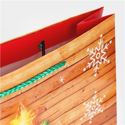 Пакет подарочный новогодний ламинированный «С Новым годом», L 28×38×9 см